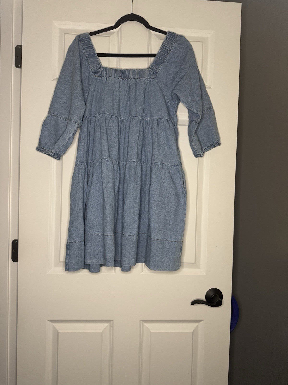 Saints And Hearts Off The Shoulder Dress Large Blue Jean 