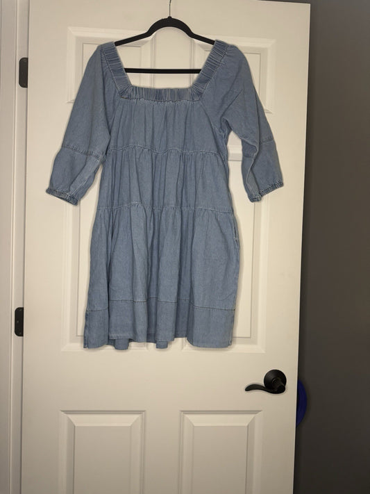 Saints And Hearts Off The Shoulder Dress Large Blue Jean 