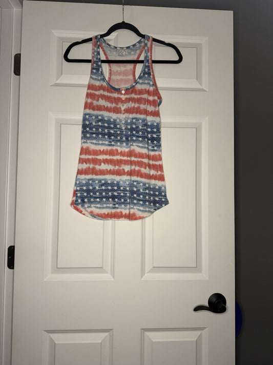 7th Ray Sleeveless Top Red White Blue Stars And Stripes 