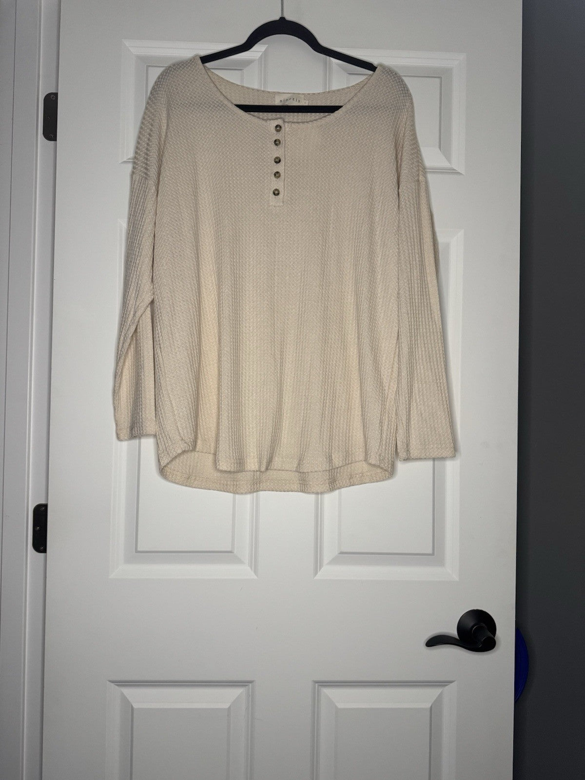 Ninexis Small Long Sleeve Waffle Knit Top Cream Nwt