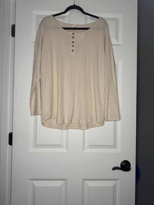 Ninexis Small Long Sleeve Waffle Knit Top Cream Nwt