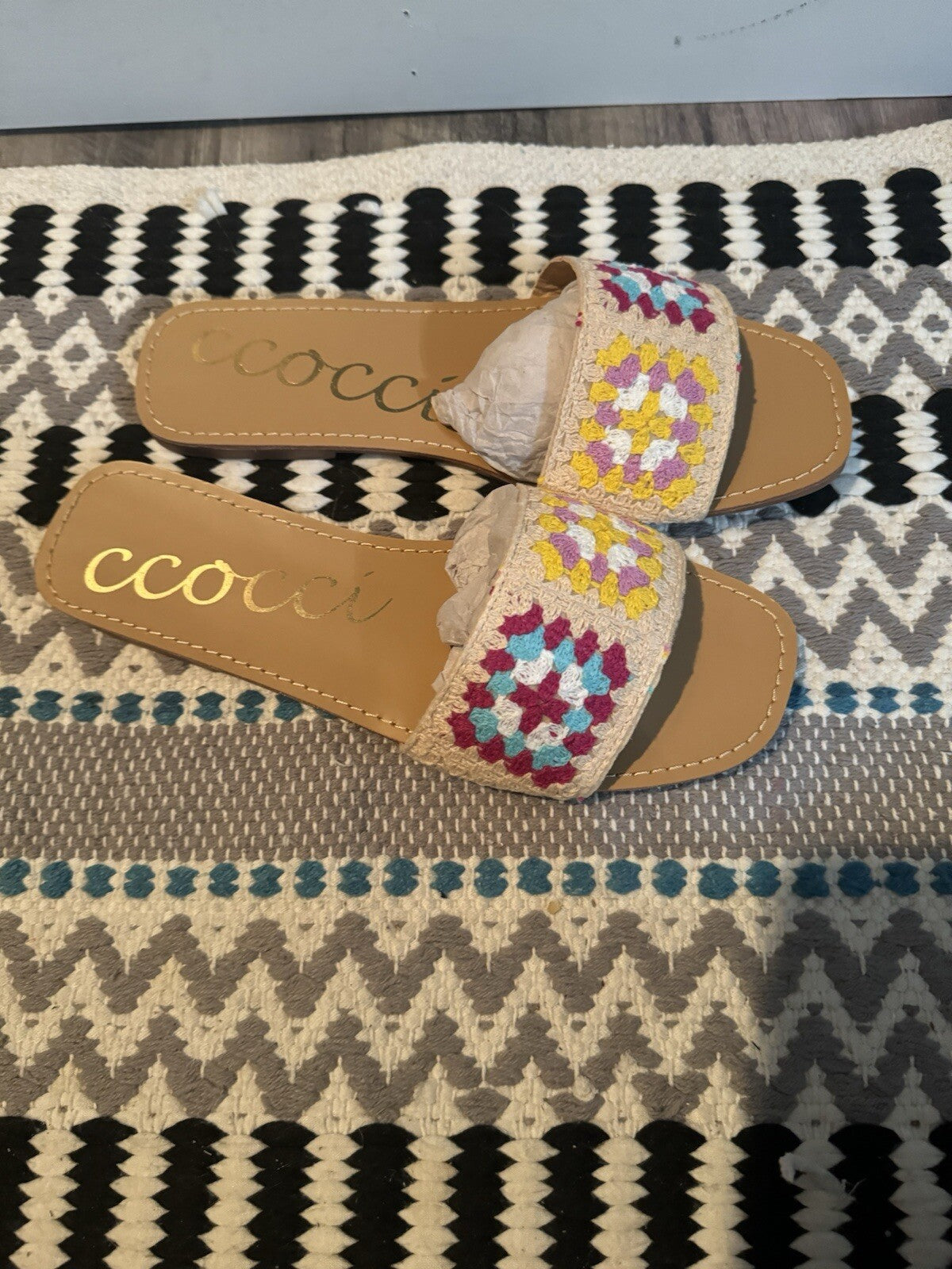 Ccocci Reef Slip On Sandals Multicolor Knit 9 New In Box 