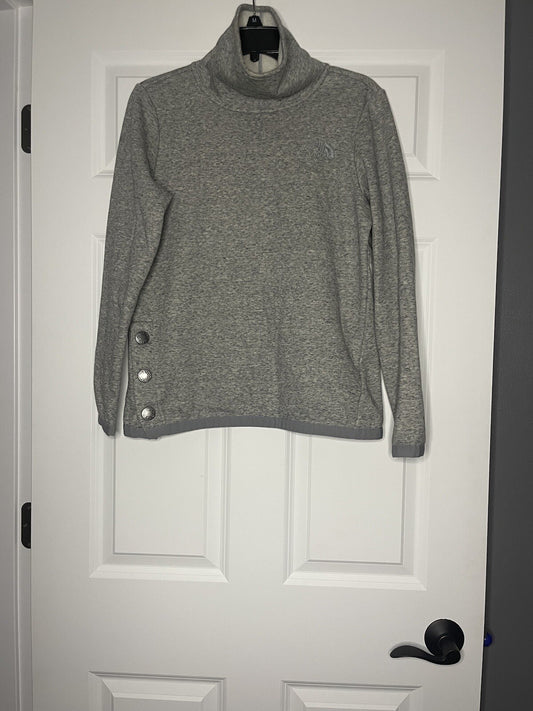 The North Face sweatshirt heathered gray small buttons/snaps on right side
