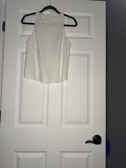Lululemon Tank Top White W Overlap In Back And Cutouts Size 4