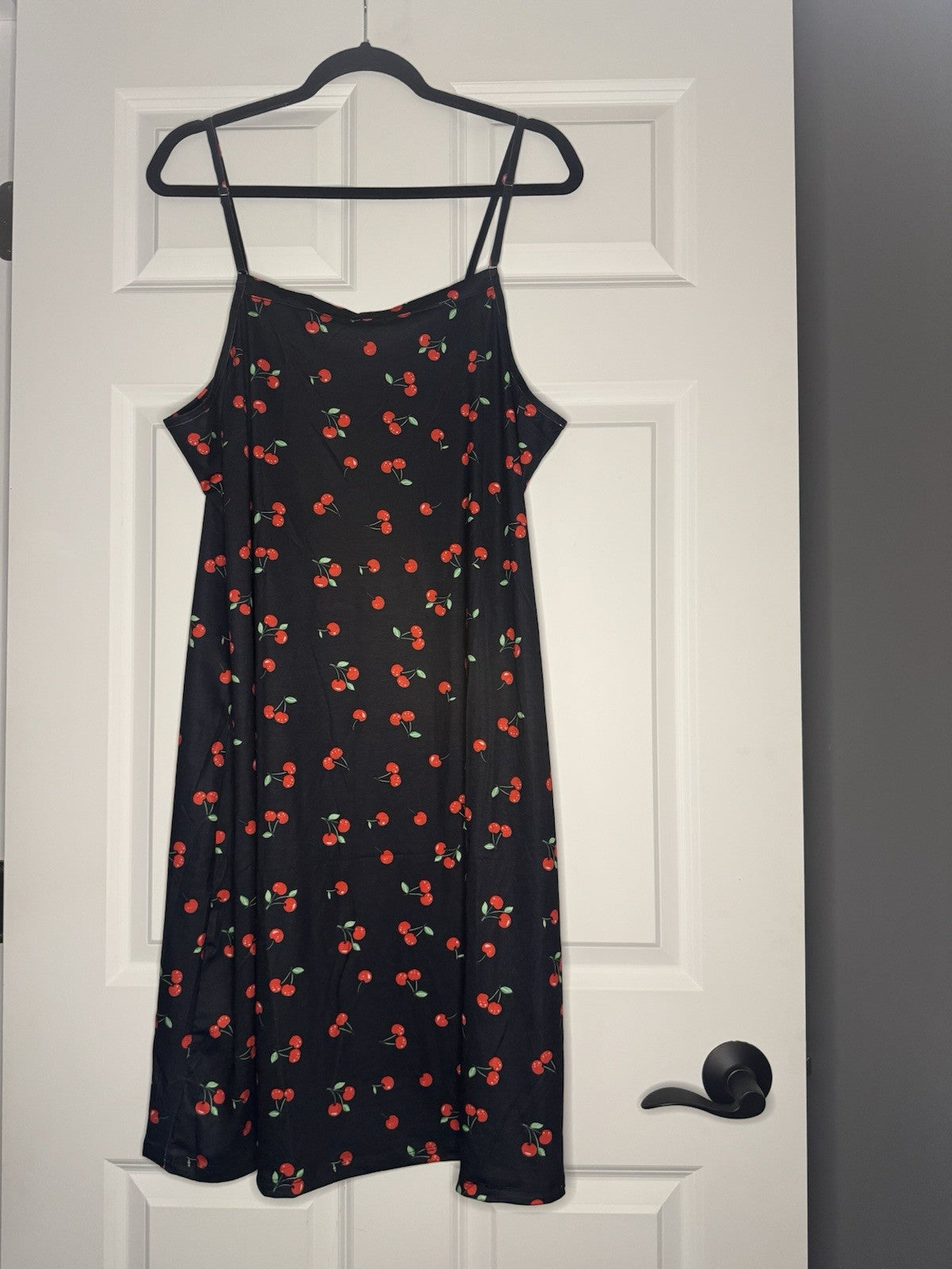 Adilove Sleeveless Pj Gown Xxl Black W Red Green Cherry Print Nwt 