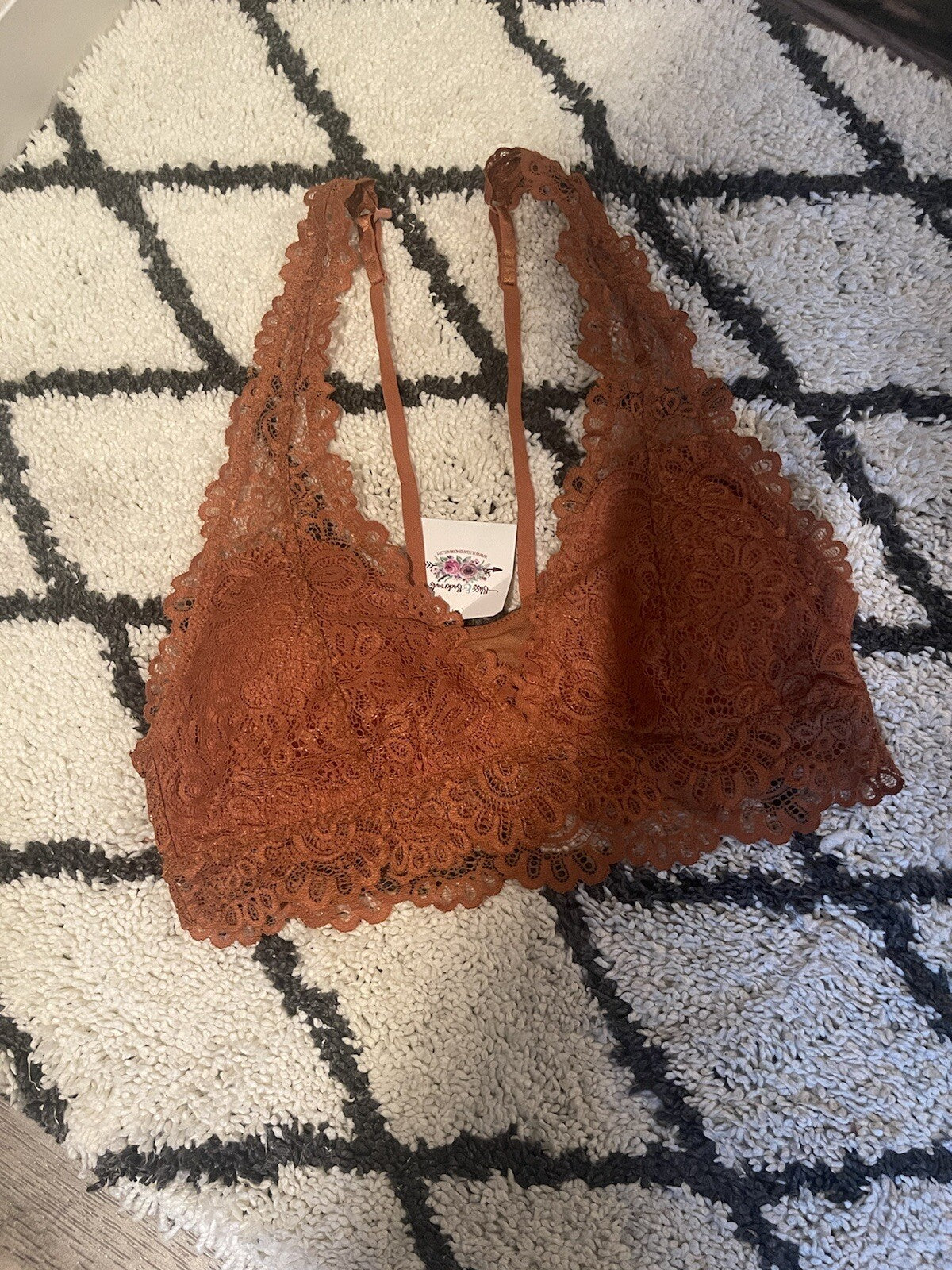 Harlee lace mesh bralette medium burnt orange NWT 