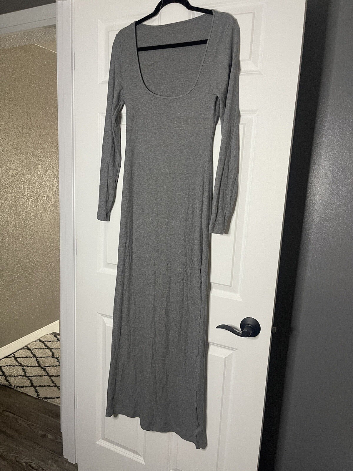Pumiey Long Sleeve Dress Ribbed Gray Xl 