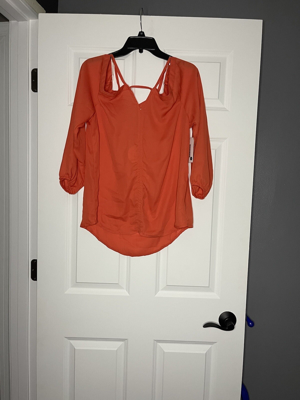 Hayden blouse medium with cut out shoulders reddish orange NWT