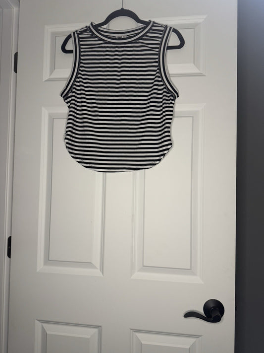 Zeagoo Sleeveless Top Xl Black White Stripe Ribbed Nwt 