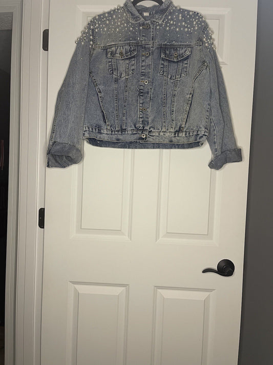 Unbranded Jean Jacket Xl With Exclusive Decor Beading 