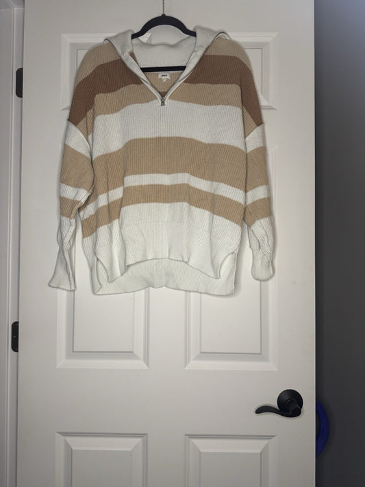 Aerie Sweater XS White Brown Beige