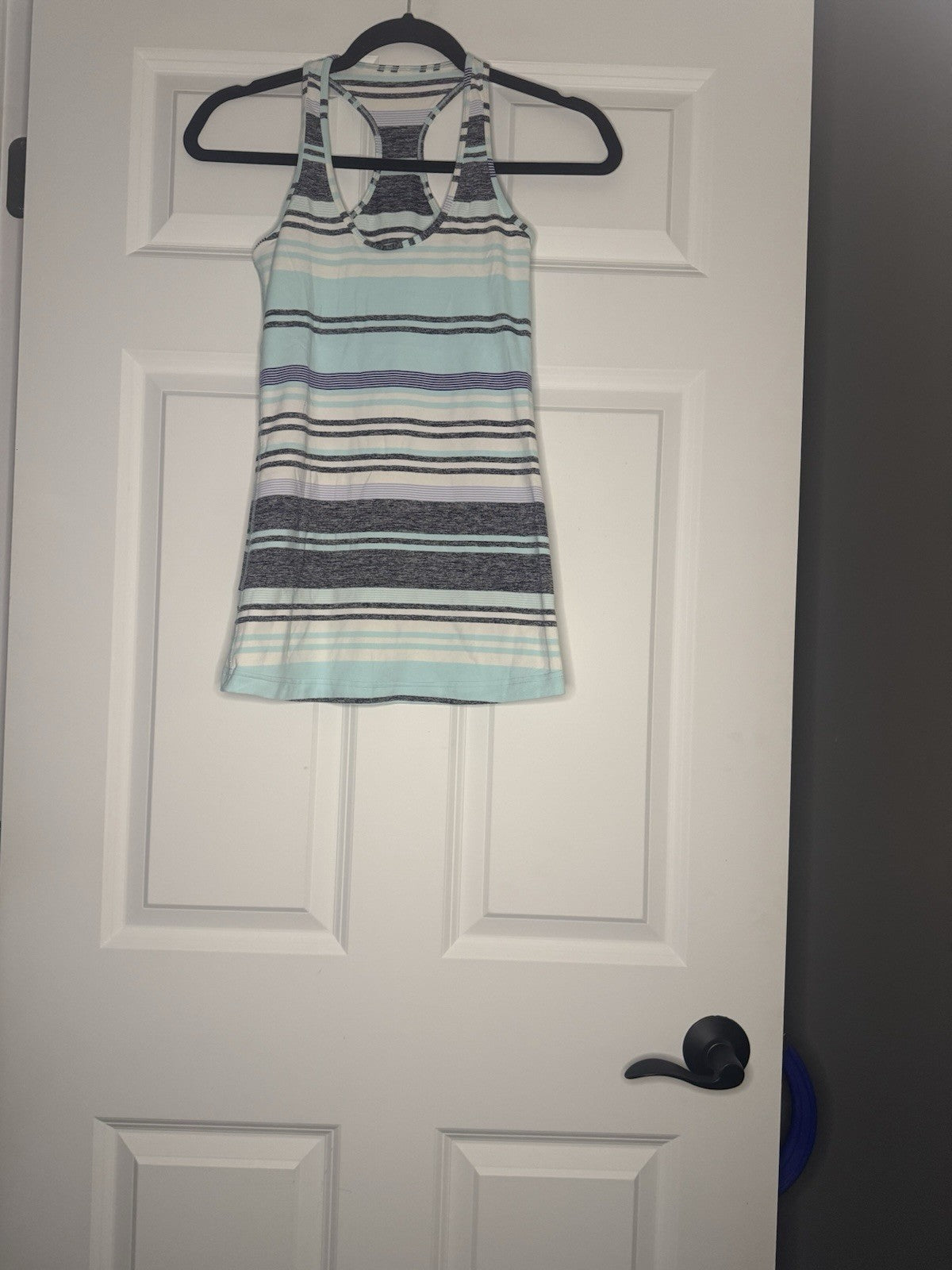 Lululemon Tank Top Size 6 Blue Charcoal Lavender White Striped 