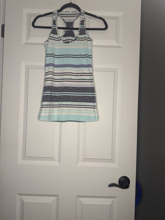Lululemon Tank Top Size 6 Blue Charcoal Lavender White Striped 
