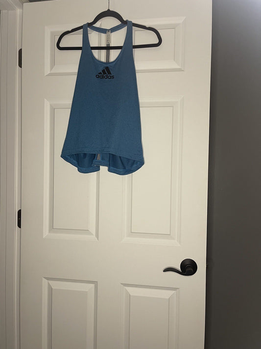 Adidas Tank Top Small Blue With Black Lettering