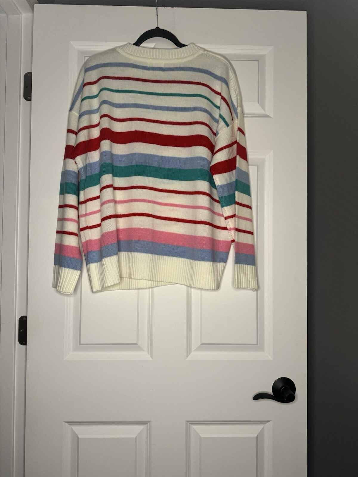 Andree By Unit 1x Sweater White Green Red Pink Purple Stripe