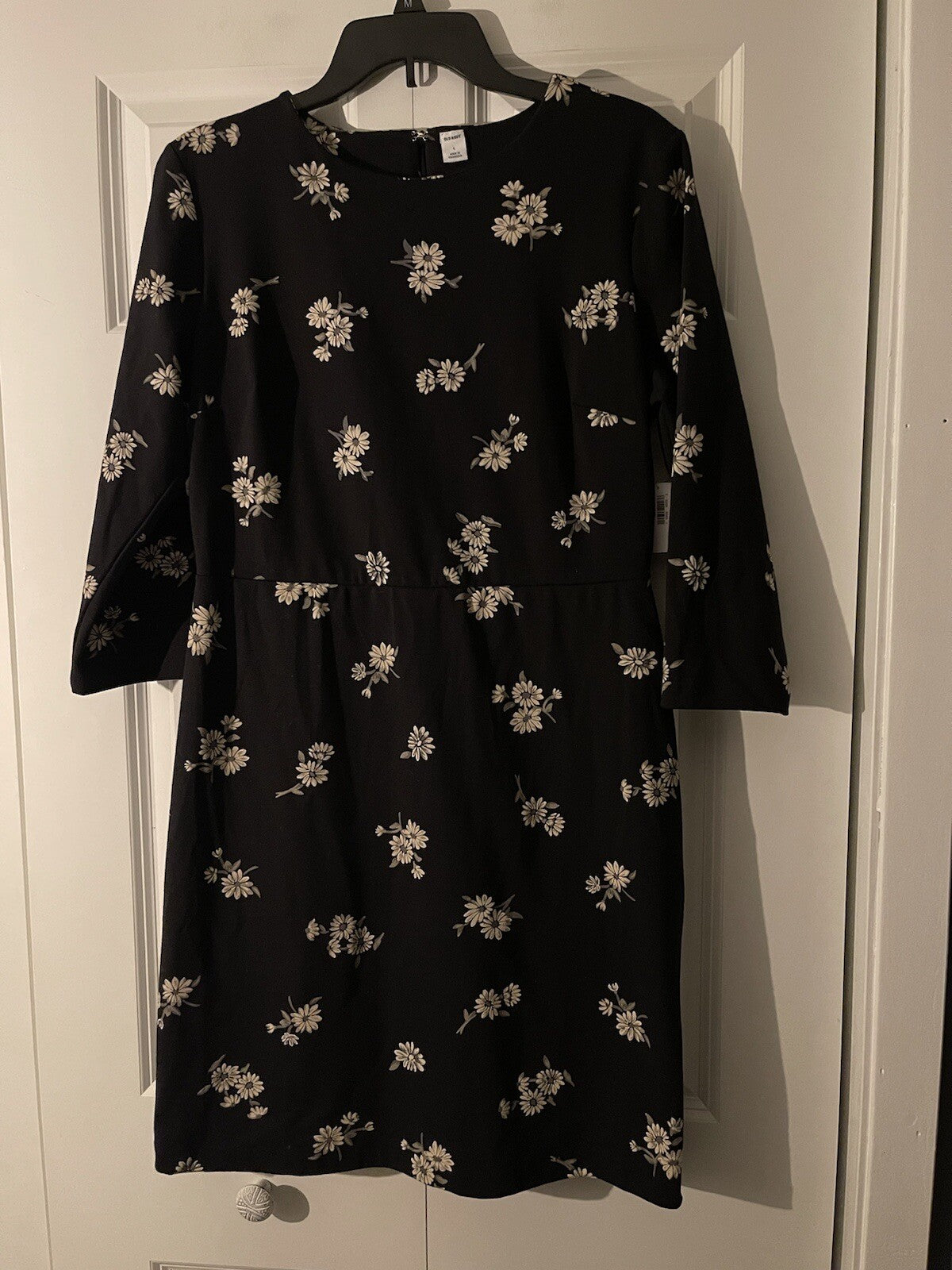 Old Navy dress black white gray floral large nwt