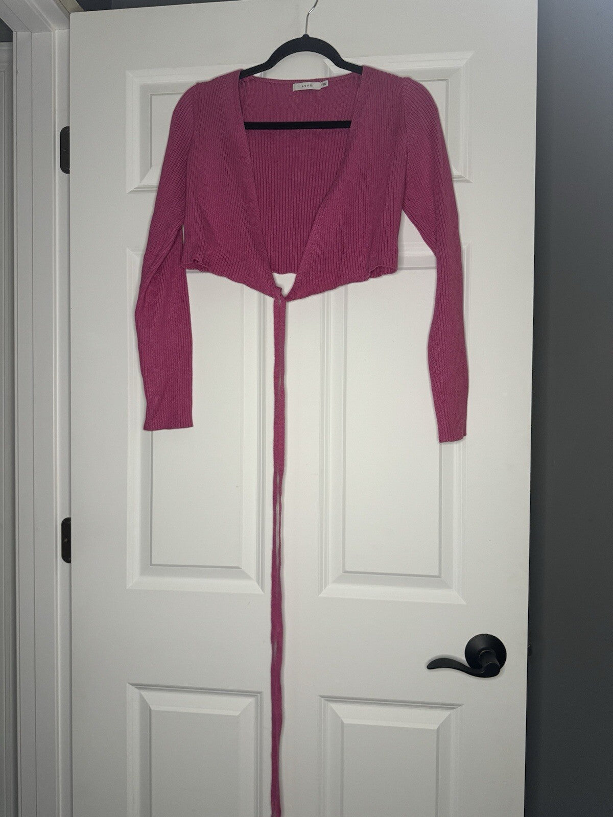 Lush Small Ribbed Sweater Wrap Pink Cropped 