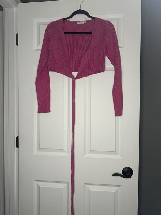 Lush Small Ribbed Sweater Wrap Pink Cropped 