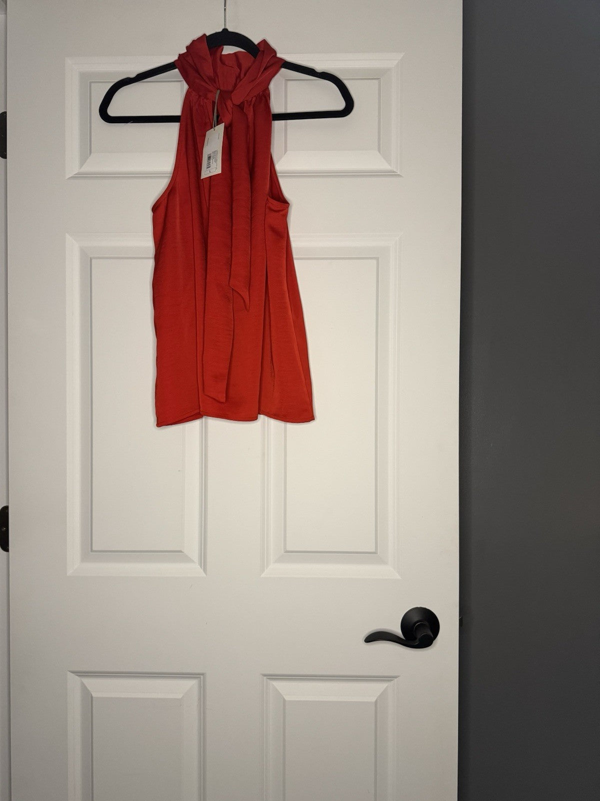 A New Day High Tie Neck Sleeveless Blouse Large Red Nwt 