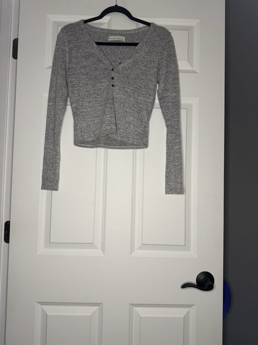 Abercrombie And Fitch Long Sleeve Top Small Gray Heathered 