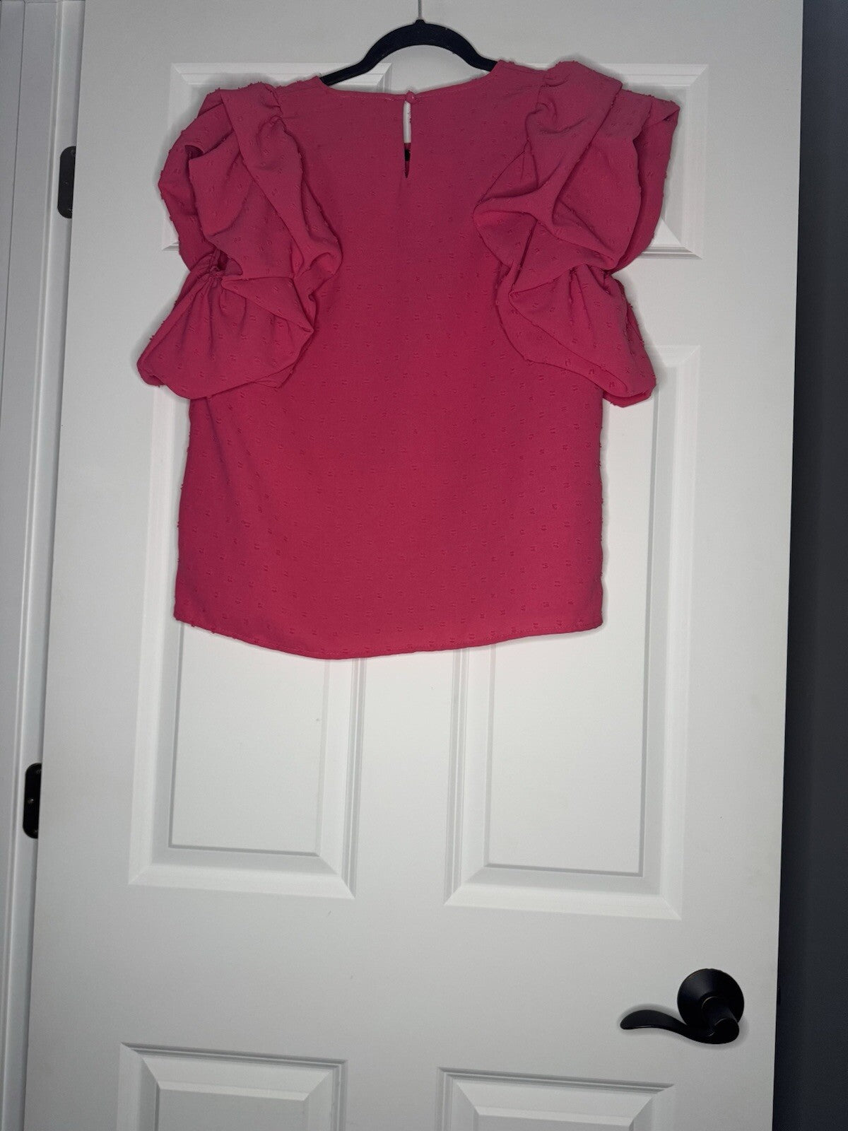 Thml Short Sleeve Poofy Sleeve Blouse Large Pink W Stitching