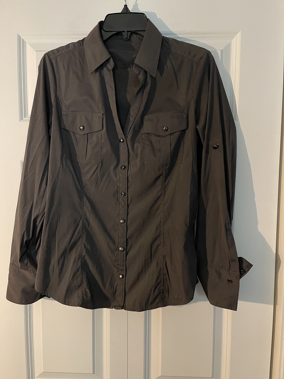 Express gray button up size medium zipper on side