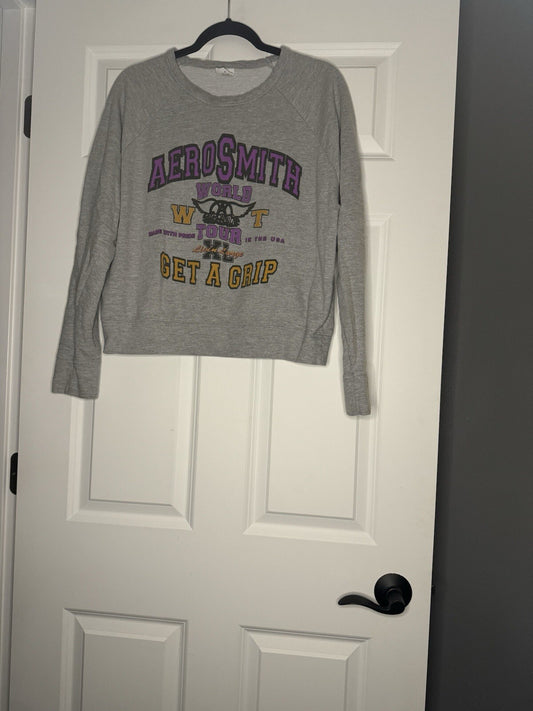 Letluv Crew Sweatshirt Small Aerosmith Gray W Multicolor