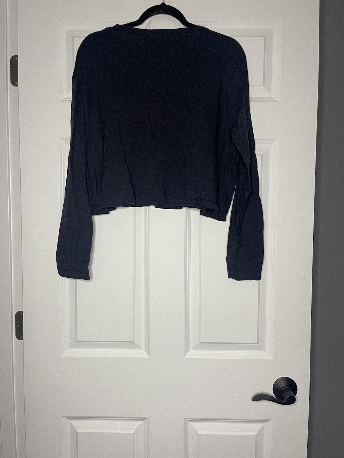 American eagle long sleeve cropped blouse large navy