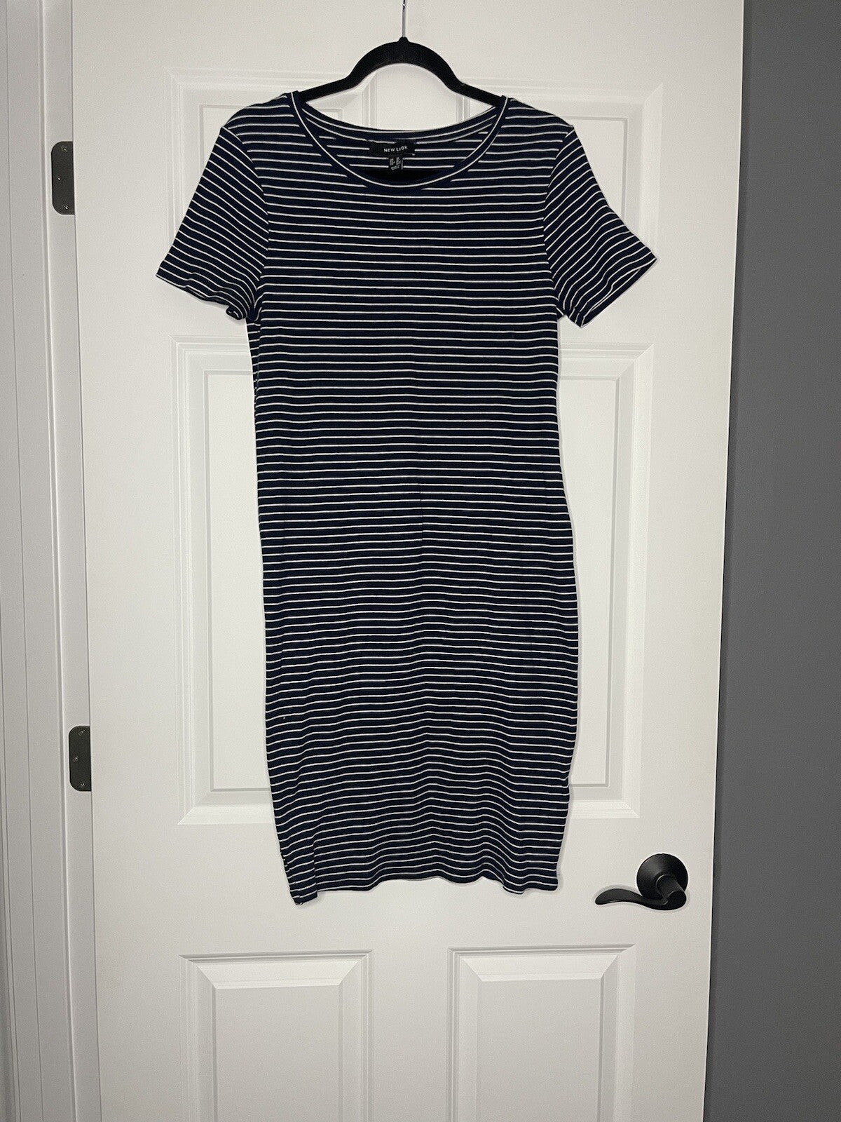 New Look maternity short sleeve dress size 10 navy white striped