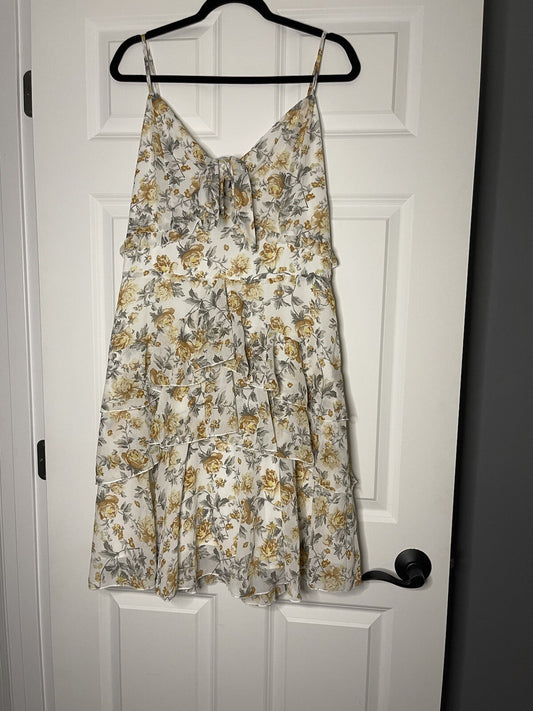Grace Karin Sleeveless Dress Xl Ivory W Green Brown Floral Nwt 