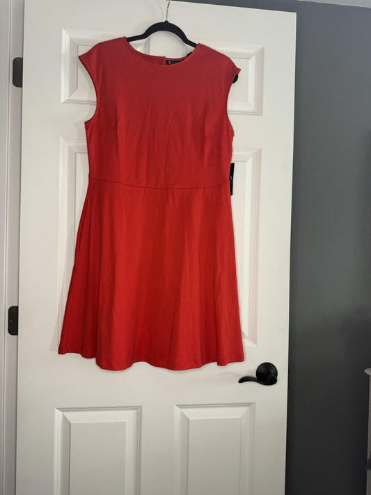 Ny And Co Sleeveless Dress Red Button Decor On Back W Pockets Large Nwt 
