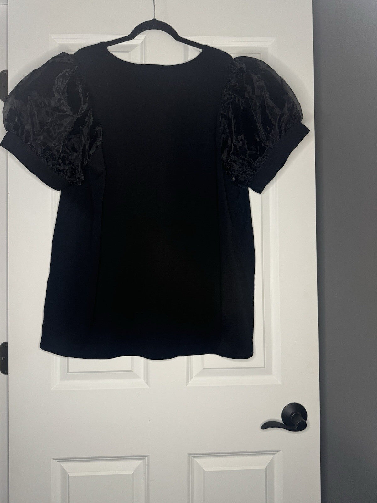Jodifl Short Poofy Sleeve Blouse 2x Black Mesh Sleeve 