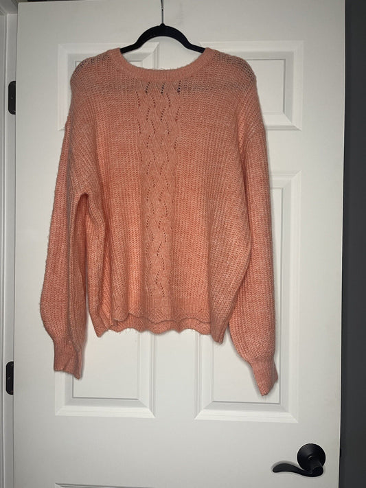 Cupcake knit sweater xl peach/pink w white mix NWT