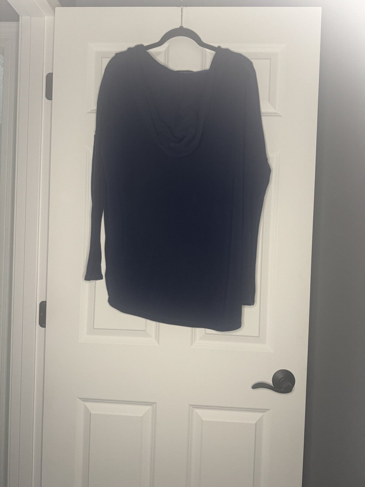Athleta Small Hooded Sweater Overlaps In Front Navy Super Soft