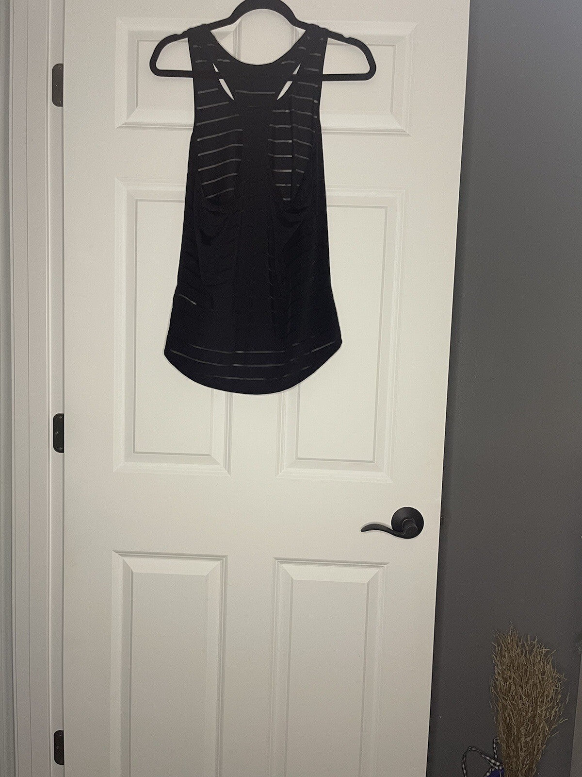 Zyia Active Sleeveless Tank Large Black Stripe Sheer