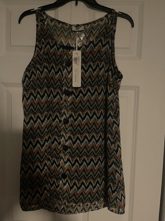 Victoria Leland designs sleeveless blouse medium multicolor nwt