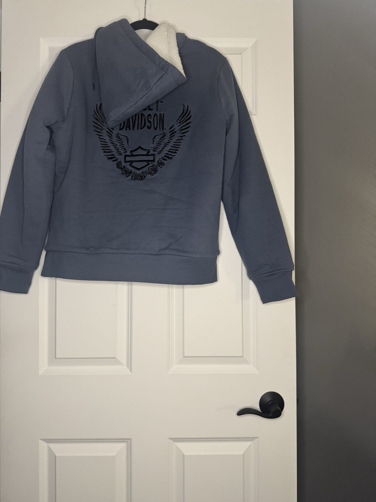 Harley Davidson Hooded Sherpa Lined Zip Up Xl Blue Wore Once 