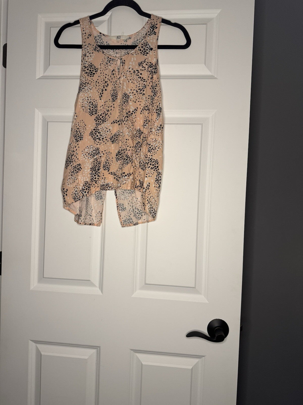 Jack Sleeveless Blouse Small Peach With Black White Print Open Back