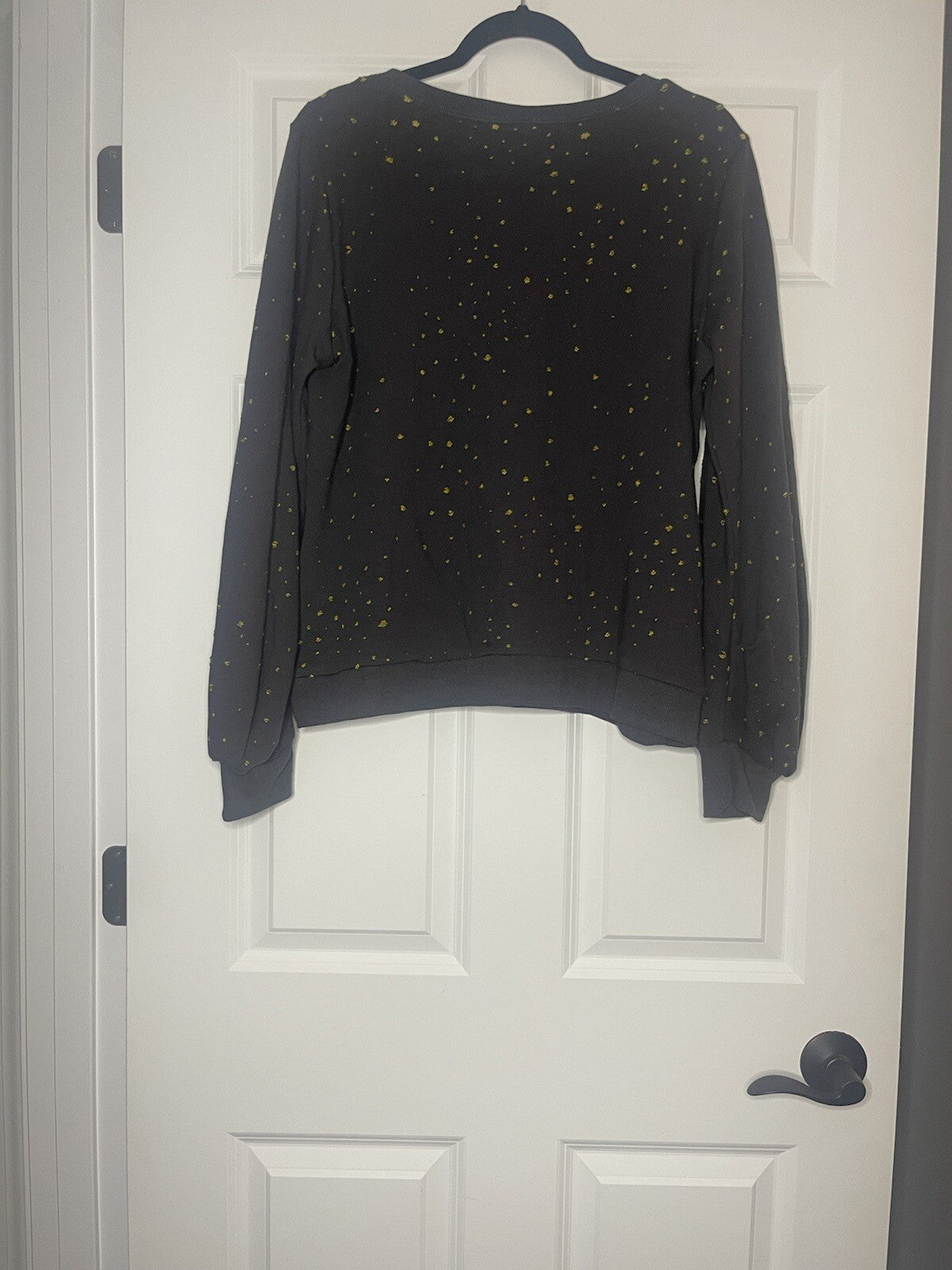 Mystree Crew Sweatshirt Large Blue W Yellow Stitching Nwt Msrp 46