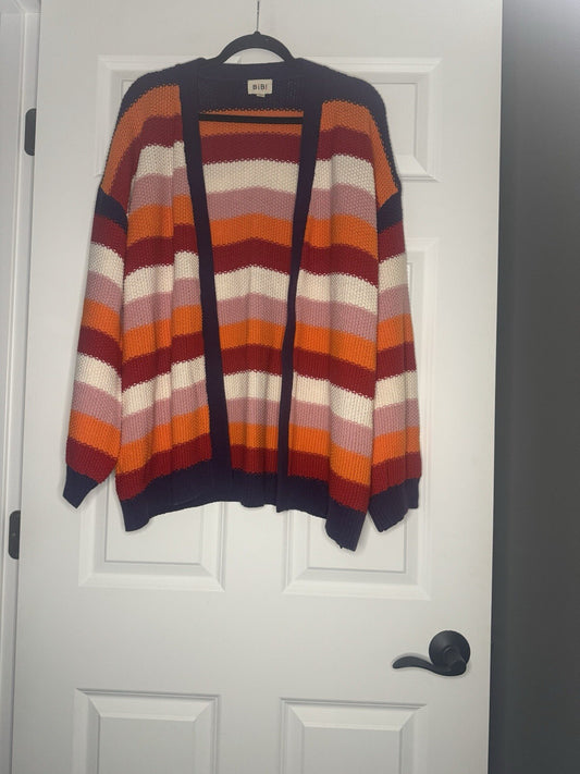 Bibi Knit Cardigan Xl Purple Red Cream Pink Orange 