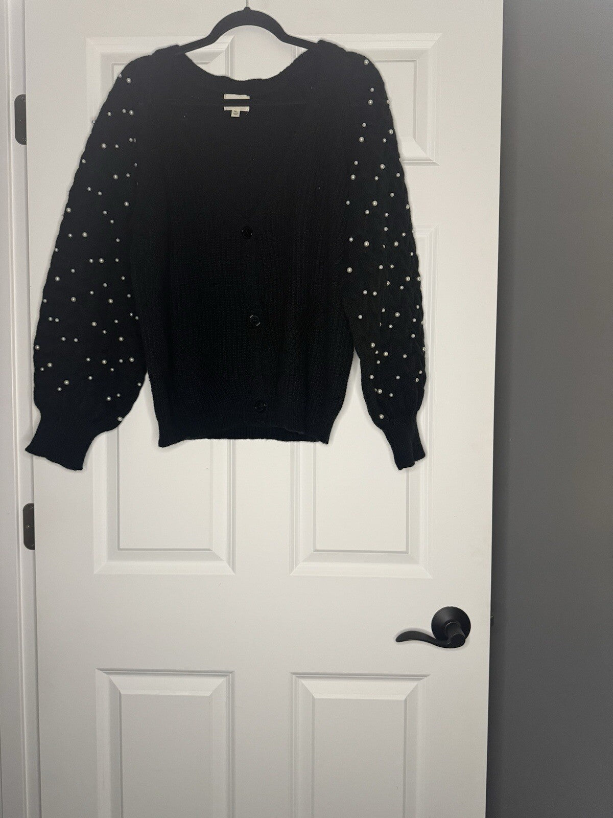 Bibi Cardigan Xl Black Beaded Sleeves 