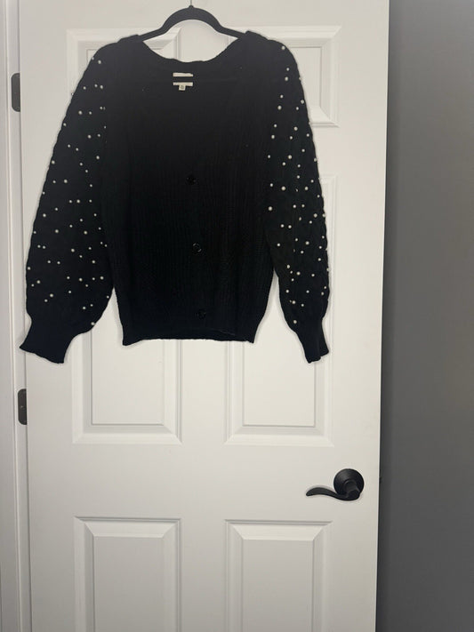 Bibi Cardigan Xl Black Beaded Sleeves 
