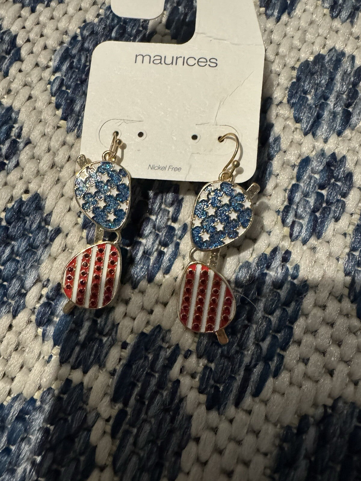 Maurice’s USA Red White Blue Earrings Brand New 