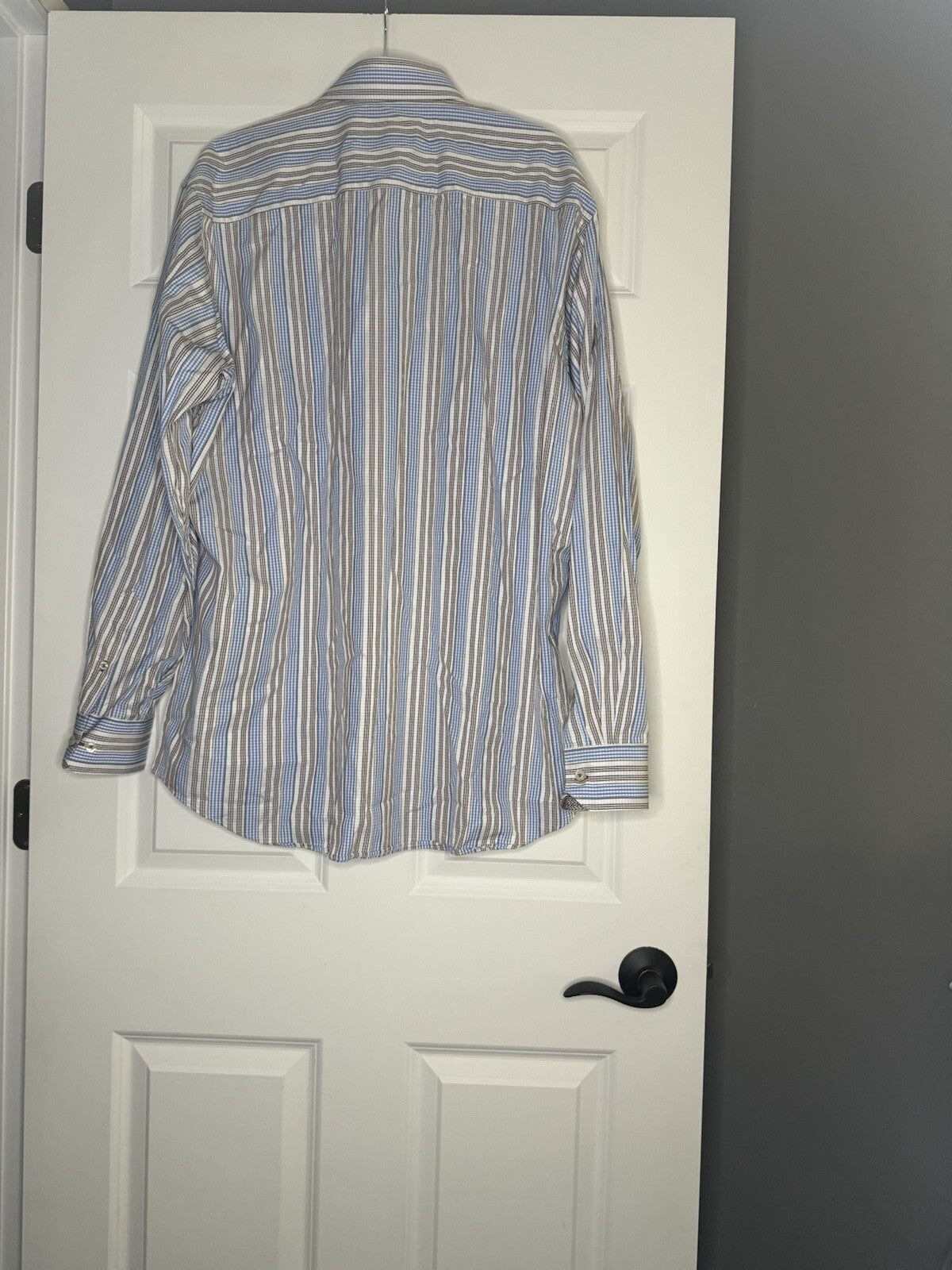 Bugatchi Long Sleeve up Xxl Brown Blue White Stripe 