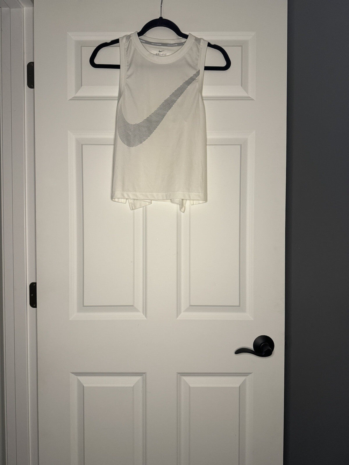 Nike Running Dri Fit Tank Top Xs White W Silver Logo 