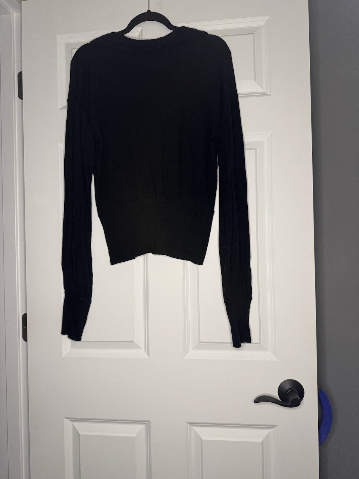 Free People Large Collared Long Sleeve Black Blouse