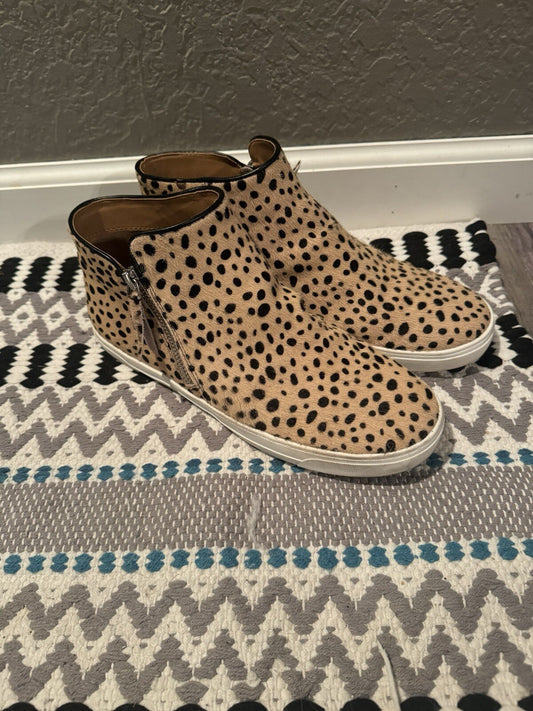 Crown Vintage Leopard Calf Hair Sneakers Size 9 Brown Black 