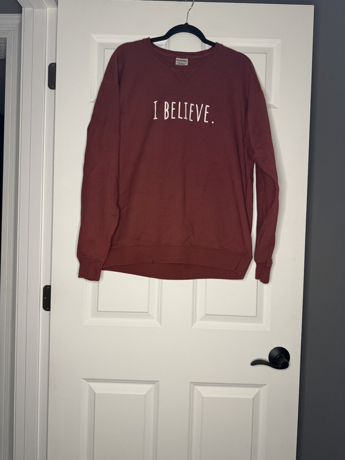 Comfort Colors I Believe Christmas Sweatshirt Large Red 