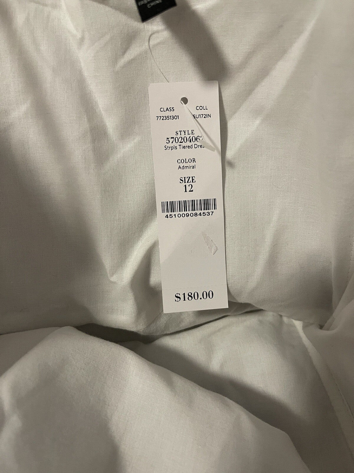White House black market strapless tiered dress size 12 blue and white nwt