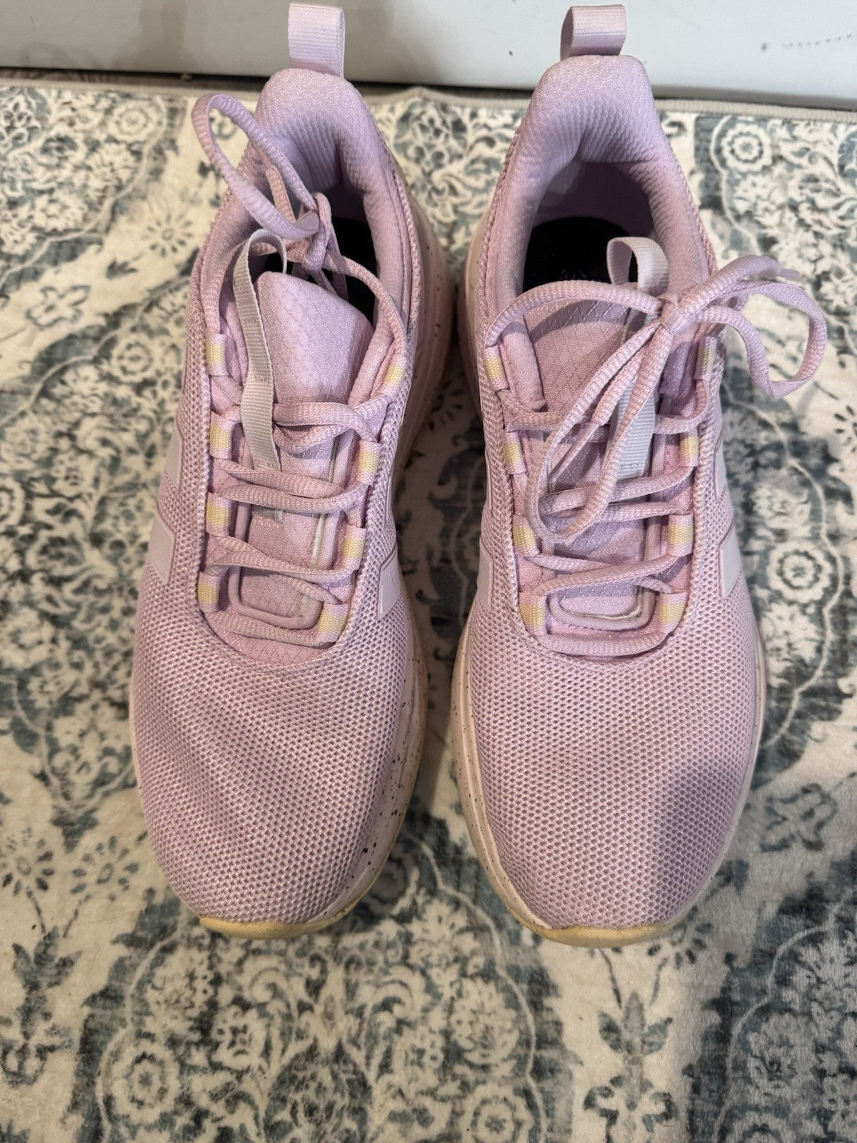 Adidas Womens Cloudfoam Sneakers Size 8.5 Lilac Coral White Excellent Condition